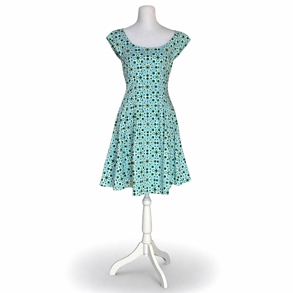 Kate Spade Florence Broadhurst Atomic Green Solar Dress Size 4 Cap Sleeve